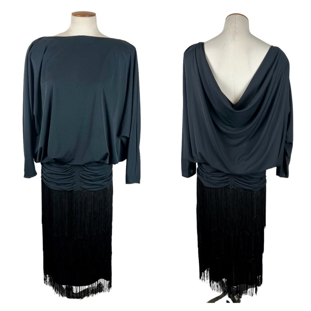Vintage Pat Richard’s Fringe Drape Back Dress Size Medium